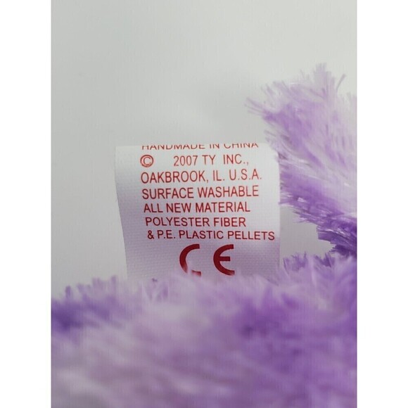 TY BEANIE BABY PURPLE COASTLINE ELEPHANT PLUSH COLLECTIBLE TRUNK UP 2007 W/ TAG - Picture 12 of 12